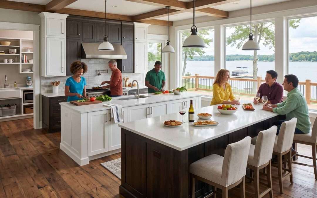 Lake Home Kitchen Design for Large Groups